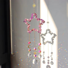 Load image into Gallery viewer, Nature Crystal Chip  Pentagram Sun Catcher/Wind Bell