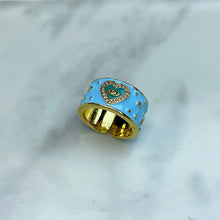 Load image into Gallery viewer, Stainless Steel Enamel  Evil Eyes Zircon Opennings Ring RE0004