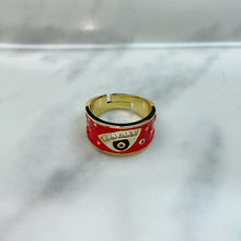 Load image into Gallery viewer, Stainless Steel Evil Eyes Enamel  Zircon Opennings Ring RE0009