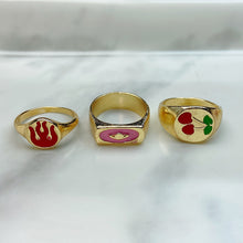 Load image into Gallery viewer, Stainless Steel Evil Eyes Enamel  Zircon Pink Red Series Ring  (a set  6 pcs) RE0013