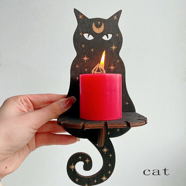 Different Style Wooden Candle Holder Owl/Cat/Snake/Wolf/Butterfly/Evileyes