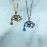 Stainless Steel Evil Eyes Pendant Necklace NC0066