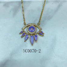 Load image into Gallery viewer, Stainless Steel Enamel Evil Eyes Zircon Pendant Necklace NC0070
