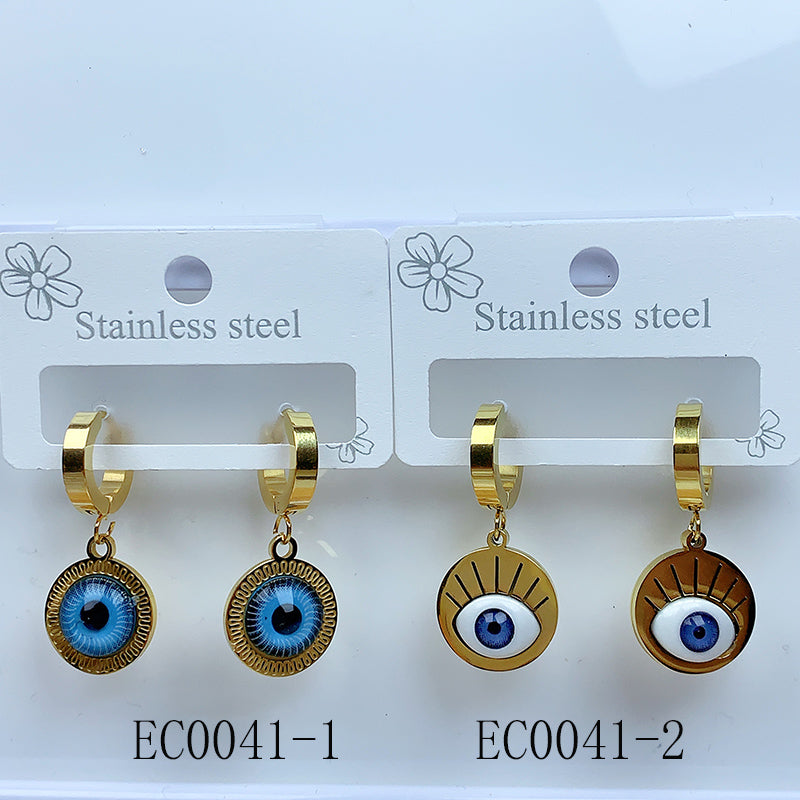 Stainless Steel Evil Eyes Earrings EC0041
