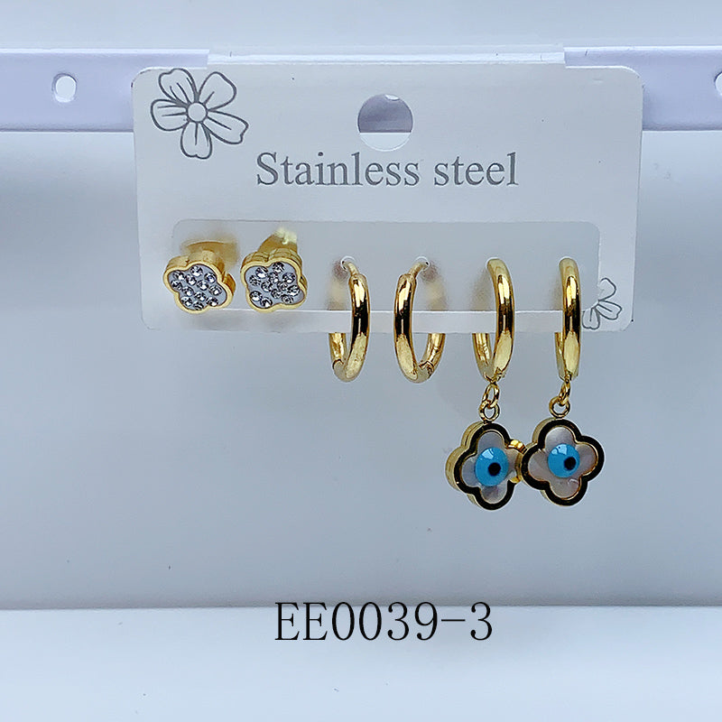 Stainless Steel Evil Eyes Earrings  (a set 3 pairs ) EE0039