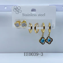 Load image into Gallery viewer, Stainless Steel Evil Eyes Earrings  (a set 3 pairs ) EE0039
