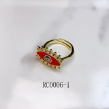 Stainless Steel Evil Eyes Enamel Zircon  Openings Ring RC0006