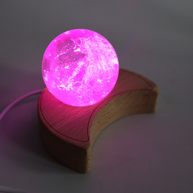 Moon And Star Wooden Sphere Stand With Lamp