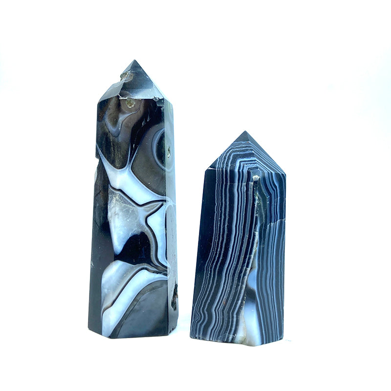 Natural Black Agate Tower /Point