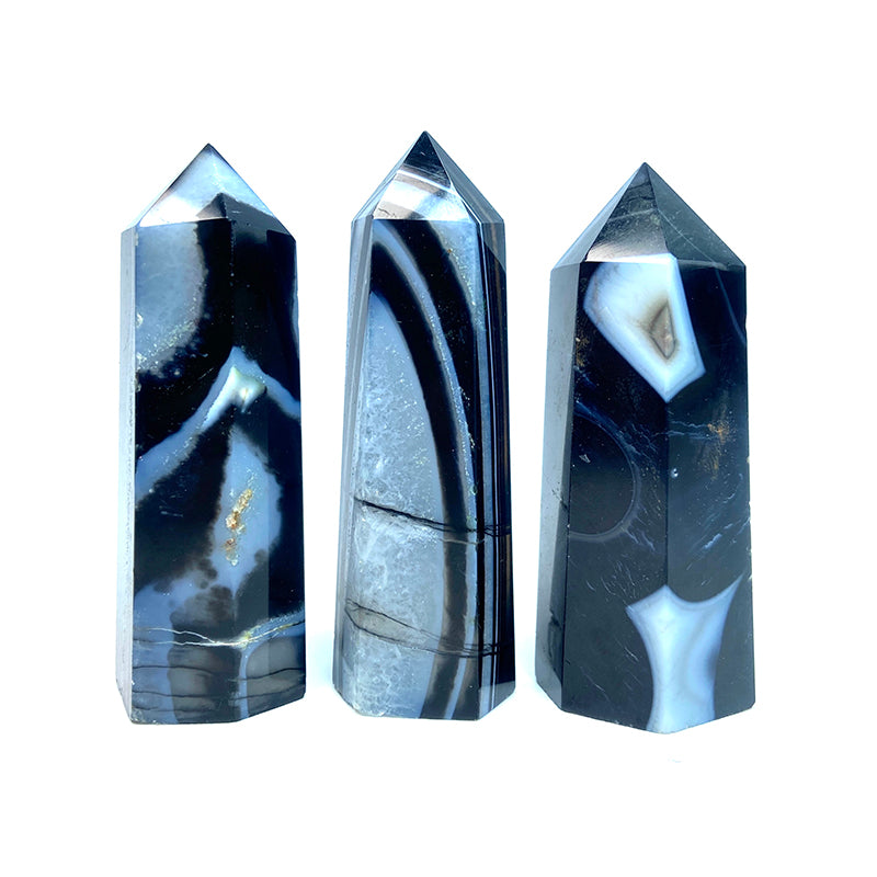 Natural Black Agate Tower /Point