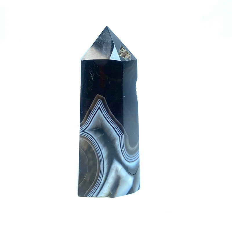 Natural Black Agate Tower /Point