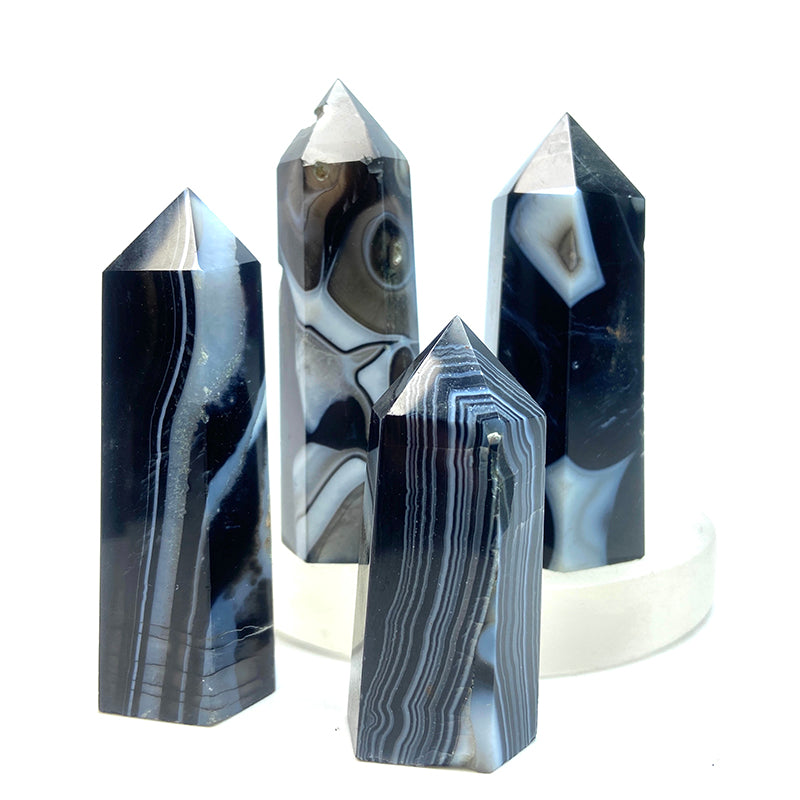 Natural Black Agate Tower /Point